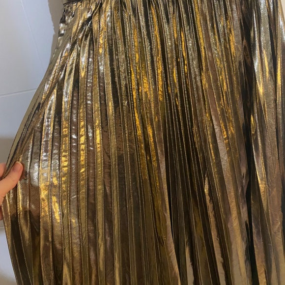 Fashion Nova Gold Pleated Metallic Maxi Dress - Picture 4 of 6